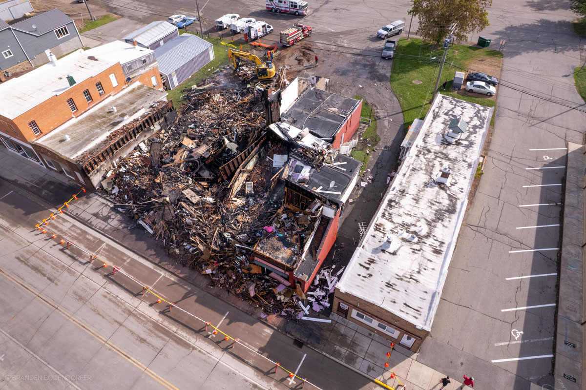 Fire destroys three buildings in downtown Loyal